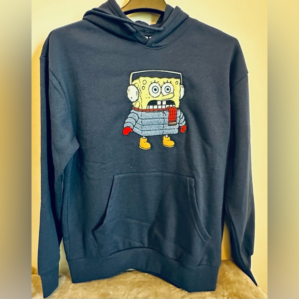NWT Navy Sponge Character Pullover Hoodie - Men's Sweatshirt       Size Medium